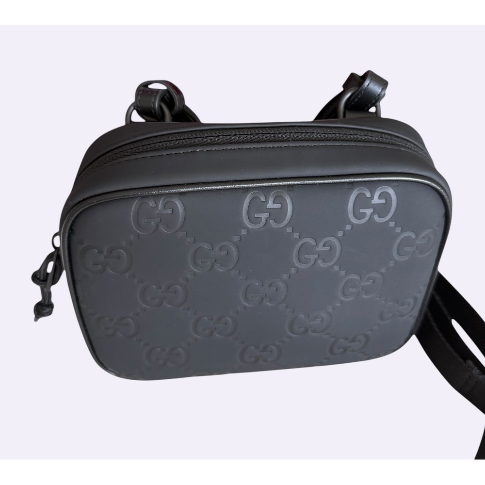 Gucci Edge Mini Shoulder Bag Black GG Matt Rubber, 834246 - Picture 15 of 16
